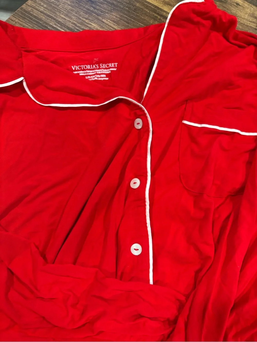 Victoria's Secret Red Pajama Set with White Piping